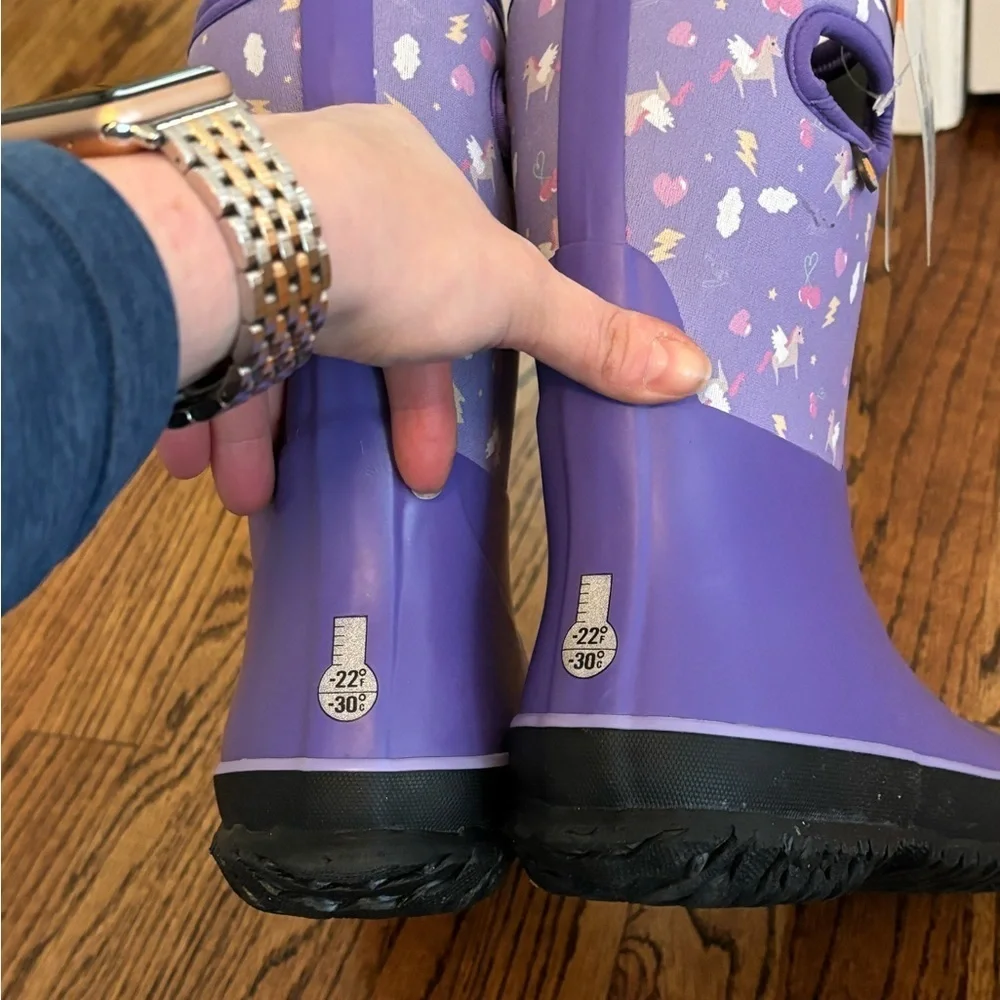 NEW Bogs | Kids Grasp Pegasus Purple‎ Boots -22’F Waterproof Sz 5 Youth